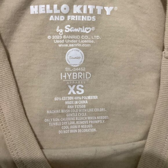 Hello Kitty & Friends Graphic Tee Shirt Sanrio Women Sz XS Cotton Blend Beige - Picture 3 of 6